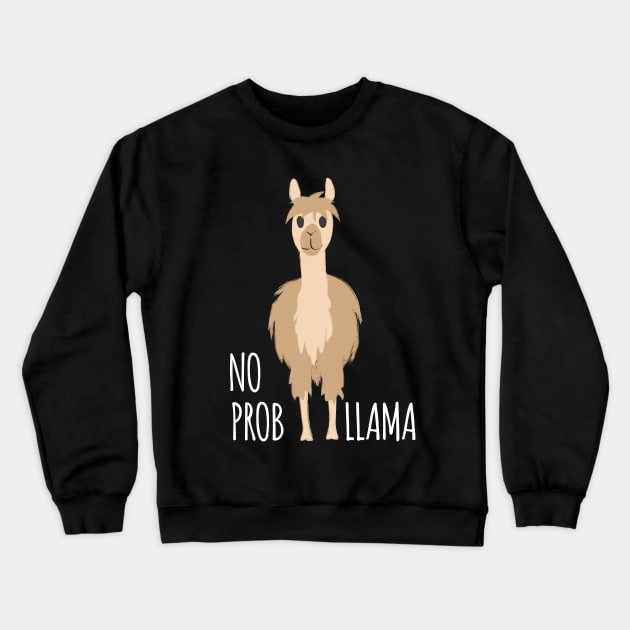 Dramabite No prob-llama funny and cute llama alpaca illustration Crewneck Sweatshirt by dramabite